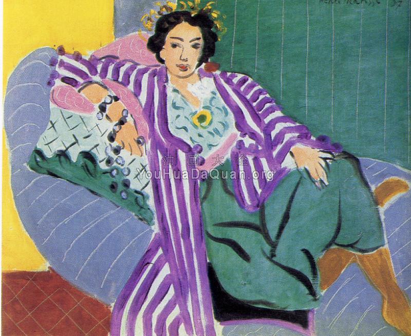 穿紫色条纹衣服的奴婢 - 亨利·马蒂斯